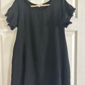 Umgee Black Frayed Sleeve Dress